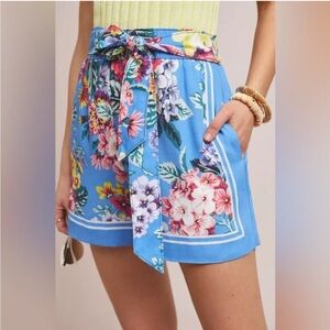 Anthropologie Floral Blue Women's Shorts